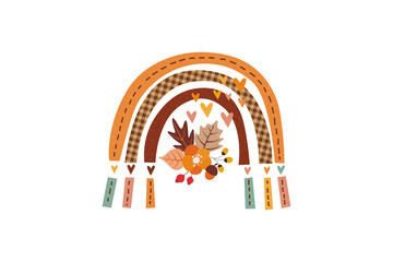 Fall boho Rainbow PNG Sublimation Design
