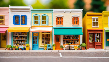 photo of miniature scene store seller toy, generative AI