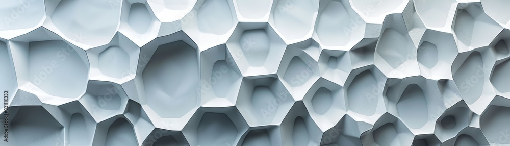 Fototapete 3d rendering of a futuristic, organic structure made of interlocking hexagons.