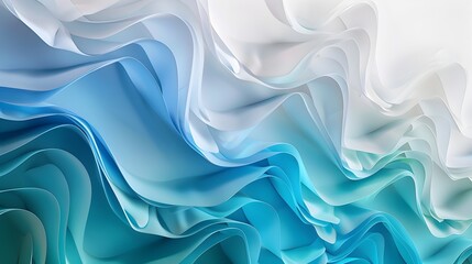 Obraz premium Ethereal Swirling Waves of Soft Pastel Blue and Teal Hues Create a Serene and Tranquil Digital