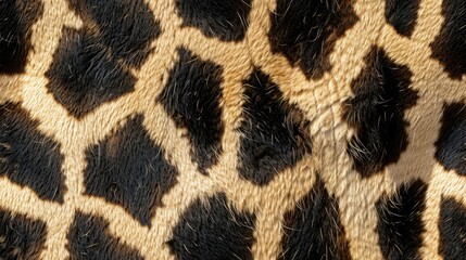 giraffe fur, adorned with warm black and white patterns reminiscent of spots, against a clean and...