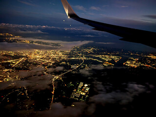 flying over the city