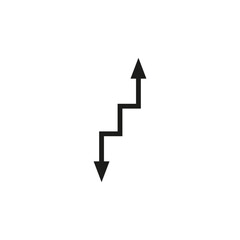 Fototapeta premium Dual arrow in the shape of a stair tread. Thin long angular double ended arrow. Vector illustration on white background. Flat style and design.