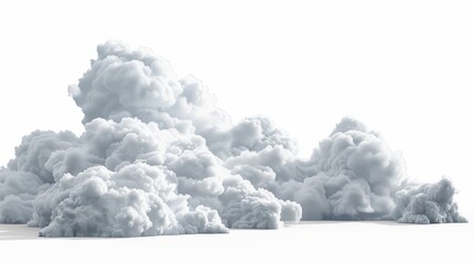 Isolated fluffy white clouds on a white background. Cloud forecast symbol. Collection of cumulus clip art. Design elements for skies.