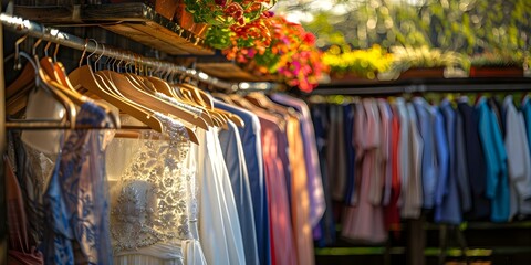 "Creating a Fashionable Wedding Wardrobe: Tips for Organizing and Caring for Your Clothes". Concept Fashionable Wardrobe, Wedding Attire, Clothing Organization, Clothing Care, Fashion Tips - Powered by Adobe