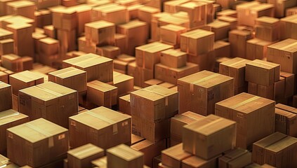 Fototapeta premium Large Pile of Brown Cardboard Boxes