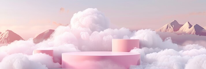 Pink Podium Stage for Product Display Generative AI