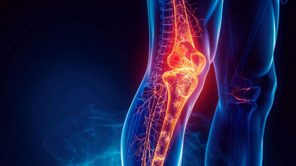 Sciatic nerve compression shown by leg shooting pain in photo. Concept Sciatica