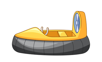 Yellow And Black Inflatable Hovercraft For Water Sports And Adventures. Modern, Innovative Transport, Vector Vehicle