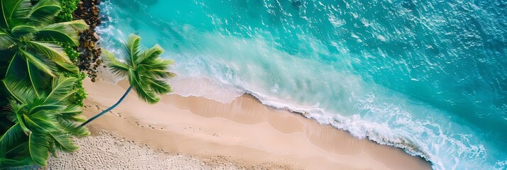 Tropical Beach Getaway Aerial View Generative AI