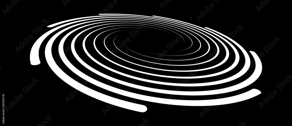 Poster Spiral with lines as dynamic abstract vector background or logo or icon. Hypnotic illustration with perspective.