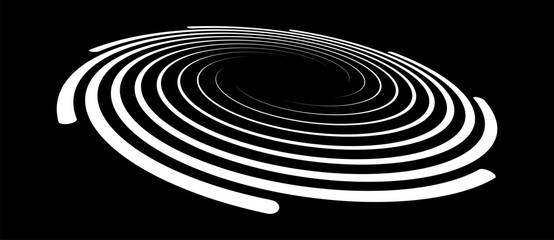 Spiral with lines as dynamic abstract vector background or logo or icon. Hypnotic illustration with perspective.