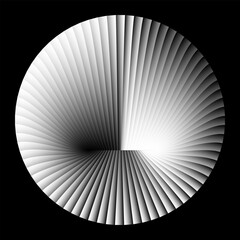 Geometric art design with lines in circle and gradient. Hypnotic optical illusion effect.