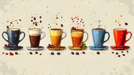 Modern Coffee Trends Infographic in Minimalist Design with Trendy Colors, Vector Art Illustration for CafÃ© Marketing Campaigns