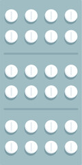 Flat design vector illustration of a generic medicine blister pack with tablets