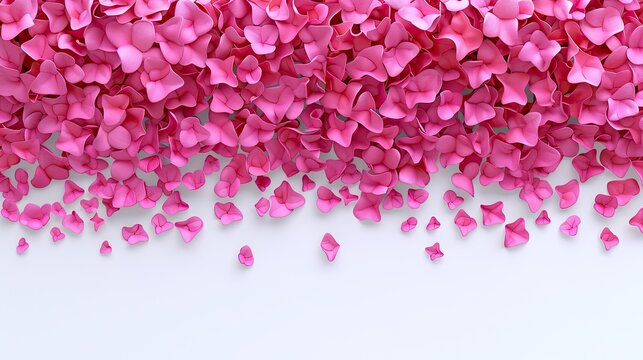 pink spring or summer flowers arranged delicately on a light pink background, evoking a sense of freshness and romance.