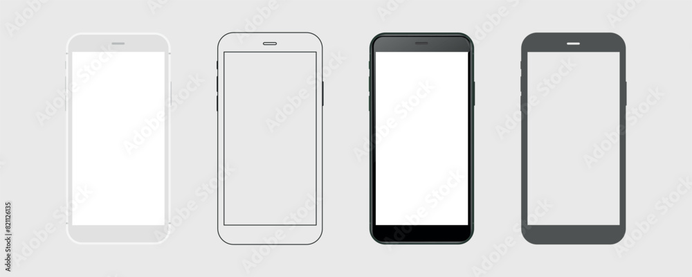Poster smartphone mockup in clay, outline, flat style screen. mobile phone vector. phone mock up isolated o