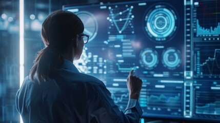 A visionary presents a new product, displays infographics, shows statistics animations, and talks about device performance at a live event.