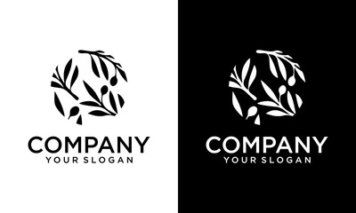 Creative olive logo vector illustration, luxury olive branch logo template