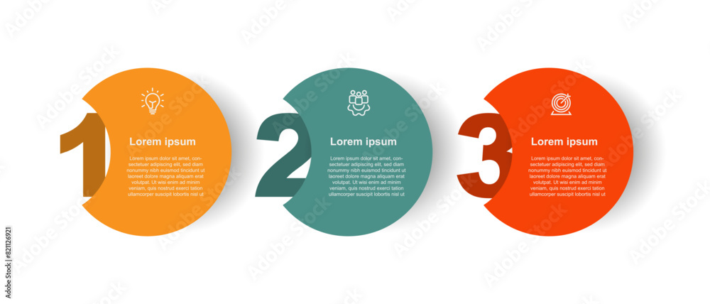 Poster Modern template infographic vector element with 3 step circle concept can be used for workflow, business information, and web graphic design 