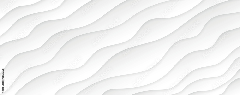 Poster modern paper cut art cartoon abstract waves background. white background curve paper art design. vec