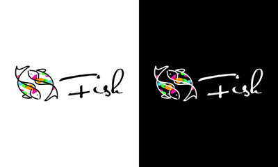 Creative Koi Fish Logo Design Vector Template
