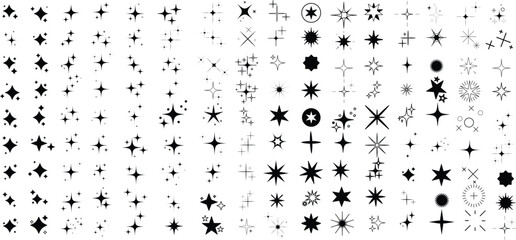 Sparkle star vector icons. Different black sparkles icons. Star sparkles symbol. Shine icons. Stars sparkles. Stars sparkle illustration sign collection.