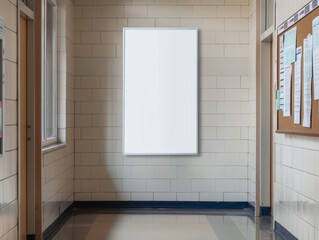 Blank signboard mockup on a school campus bulletin board, display your educational institutions event posters