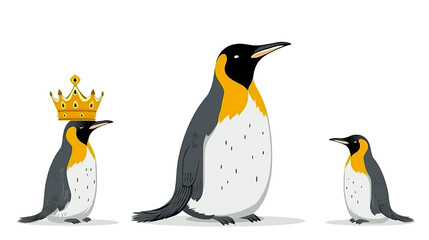 Fototapeta premium Isolated king penguin on a background of pure white