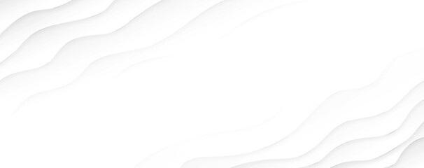 Modern paper cut art cartoon abstract waves background. White background curve paper art design. Vector paper cut illustration