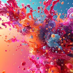 Close up of colorful liquid with blue background