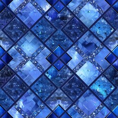 A sophisticated seamless pattern in royal blue, featuring metallic gloss and bright blue glitter. AI generated