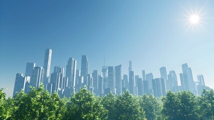Fototapeta premium D Rendered City Skyline Clean Air and Blue Skies Guaranteed