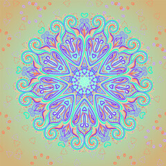 Mandala seamless pattern. Vintage decorative elements. Hand drawn background. Islam, Arabic, Indian, ottoman motifs. Geometric circle element in vector. Kaleidoscope, medallion, yoga concept.