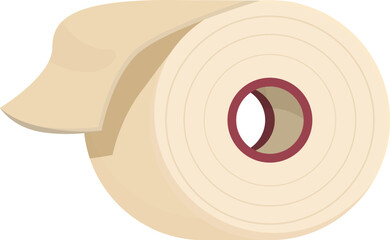 Flat vector illustration of a cartoon adhesive tape roll with a visible end and core