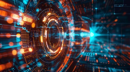 Obraz premium Abstract technology background. Futuristic glowing circle.