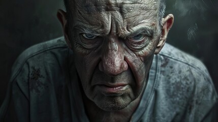 Create a visually striking image of a persons frontal view at age 42