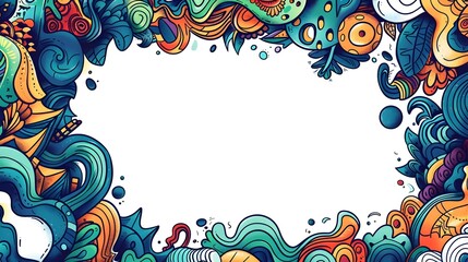 Colorful Doodle Border Design with Blank Space for Startup Business Concept