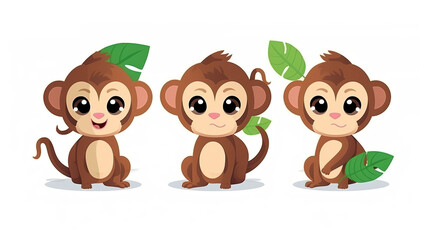 Naklejka premium solitary monkey on a blank white background