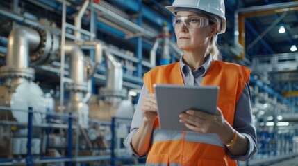 A Female Engineer Inspecting Factory