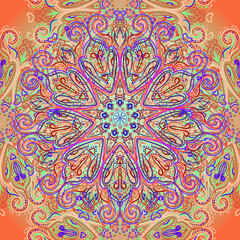 Mandala seamless pattern. Vintage decorative elements. Hand drawn background. Islam, Arabic, Indian, ottoman motifs. Geometric circle element in vector. Kaleidoscope, medallion, yoga concept.