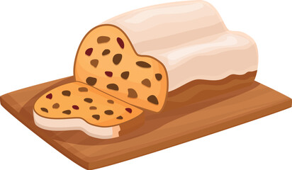 Cartoon of freshly sliced bread on a cutting board, perfect for bakery themes