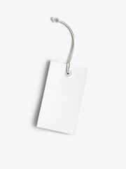 blank white paper label or cloth tag on a white background 