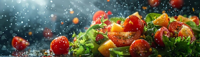 Images of food such as salads, fresh fruit, grilled food
