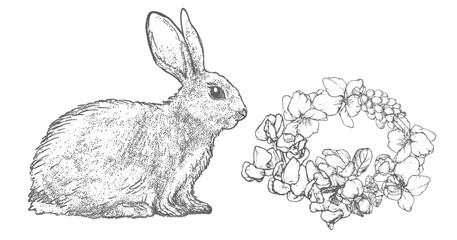 Graphical spring set isolated on white background, vector illustration