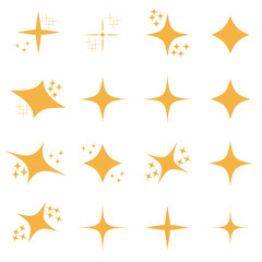 Twinkle, star sparkle. Star burst and star flash white silhouettes. Isolated vector set of shining lights and sparks. Simple bright stars with glowing rays and flare effect. Y2k . EPS 10.