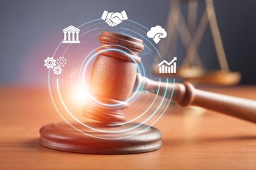 AI ethics Law concept with Judicial gavel and icons