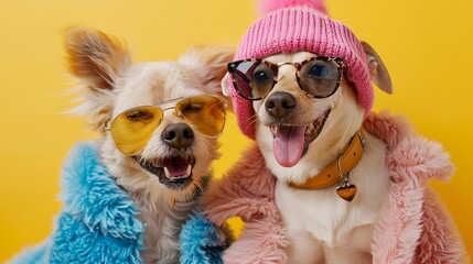 Fashionable Dog and Colorful Outfit, Rainbow, Generative Ai