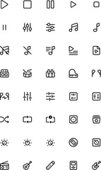 Icon set of music symbols. Use for apps, websites, posters, infographic designs, music player