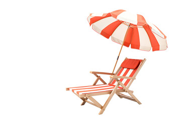 Isolated red and white umbrella on white